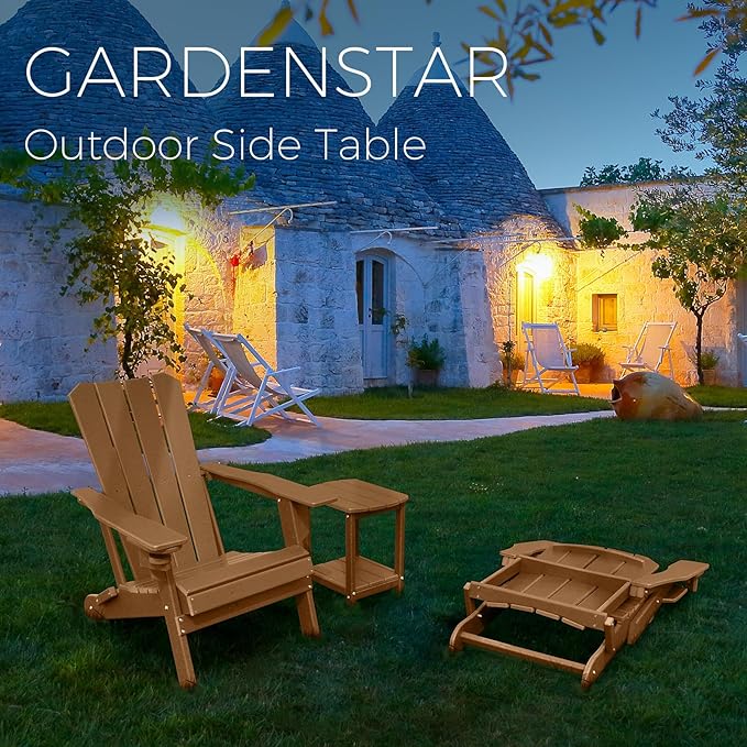 Adirondack Square Outdoor Side Table,2-Tier Storage Patio Side Table, HDPE End Tables for Backyard Pool Porch Garden Lawn BrownRed