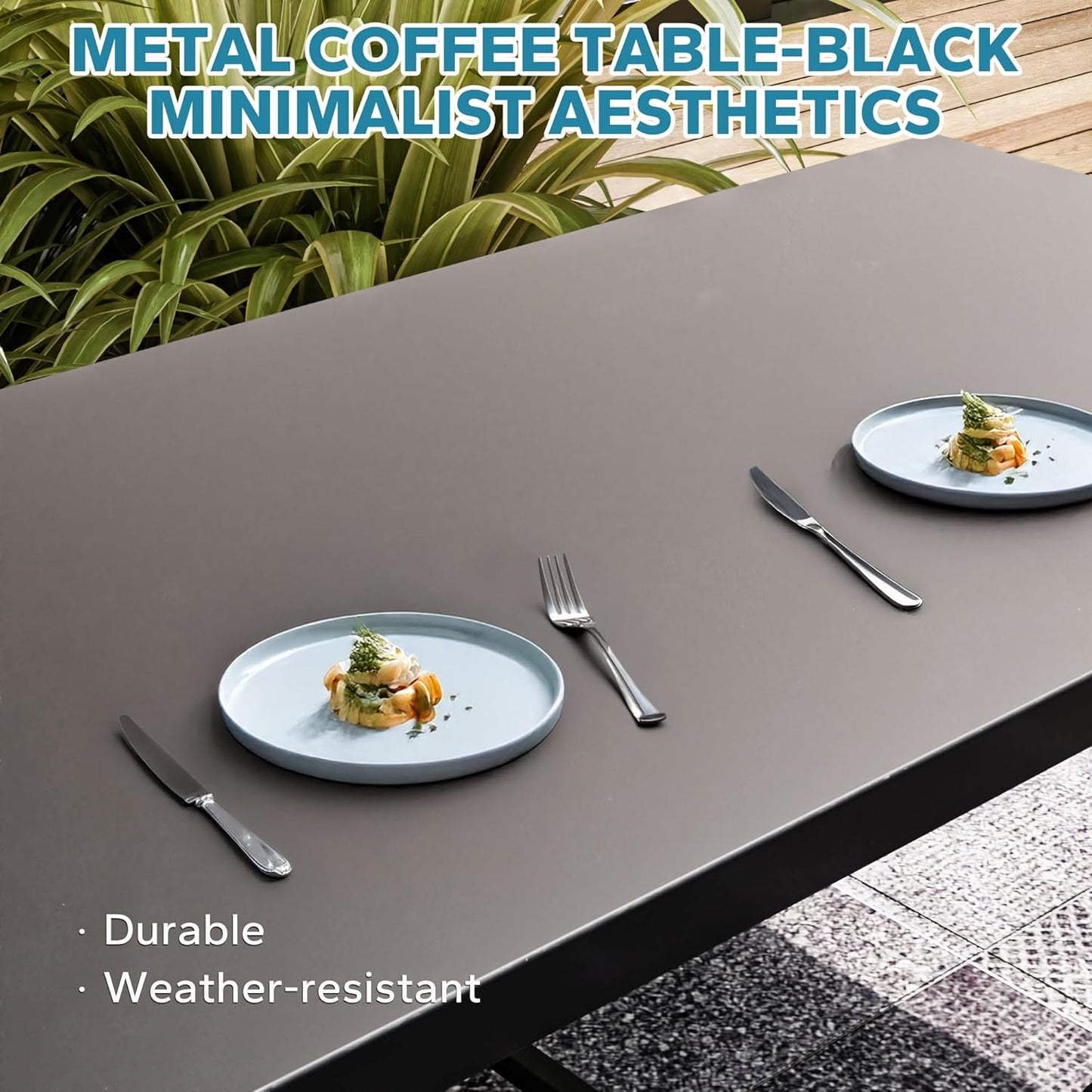 4 Pieces Patio Outdoor Conversation Furniture Set, 78" 3-Seat Couch, 2 Chairs, 47" Metal Coffee Table, Rattan Wicker Sofa with Washable Cushions for Garden, Deck (Navy Blue)