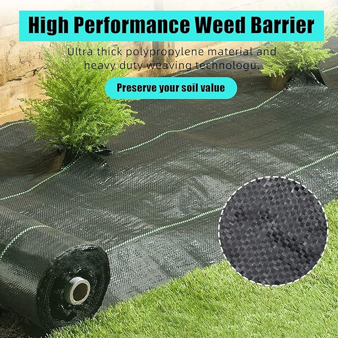 6.5 Ft x 300 Ft Heavy Duty Weed Barrier Landscape Fabric, 3Oz Professional Grade Weed Barrier Fabric for Gardening, Erosion Control & Construction, Durable Polypropylene Ground Cover