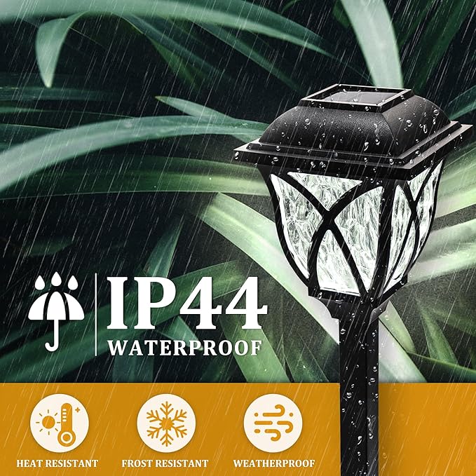 GIGALUMI Solar Lights Outdoor Waterproof, 6 Pack LED Solar Garden Lights, Solar Lights for Outside, Garden Decor for Yard, Patio, Landscape, Planter, Walkway (Cold White)