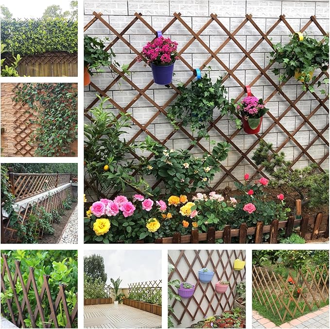 2PCS Expandable Garden Trellis, 38" x 89" Large Wooden Lattice Fence Wall Panel Stretchable Decorative Fences Lattice Trellis for Climbing Plants Outdoor Ivy Vine Rose Clematis Garden Patio Room Decor