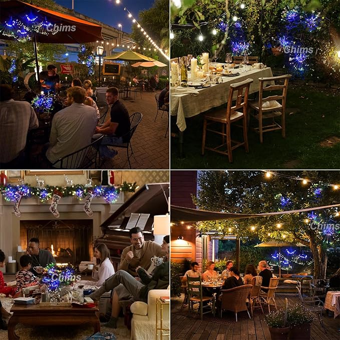 4 Pack Star Firework LED Light Tree Lights Hanging Fairy Light with Remote Colorful RGB Lighting Star Sphere Lights Decoration Lights for Bedroom Patio Tree Outdoor Party Christmas Decor Bar