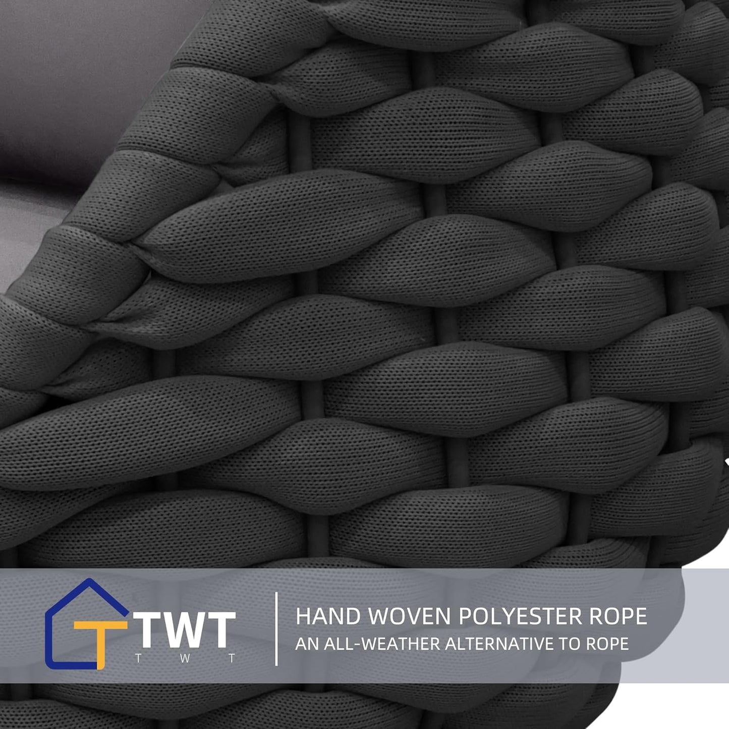 6 Pieces Patio Furniture Set, Outdoor Rope Conversation Sectional Patio Sofa with 6 Seater for Backyard, Porch, Modern Armchairs with Thickness Cushions and Side Table, Dark Grey