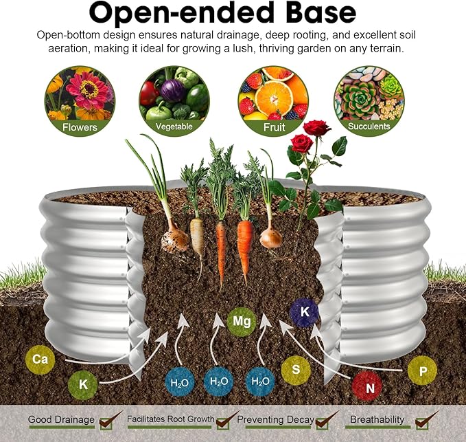 4x4ft Petal Galvanized Raised Garden Bed Kits 16" Tall Outdoor Large Metal Modular Planter Box 9-in-1 Raised Beds for Gardening,Vegetables,Fruits,Flowers & Herbs (Silver)