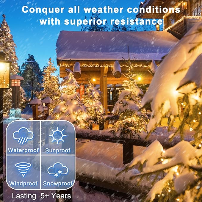 66FT Christmas Decorative Lights, Connectable 200 LED Green Wire Fairy String Lights Plug in, 8 Lighting Modes LED String Lights, for Indoor Outdoor Xmas Tree Wedding Party Decoration Warm White