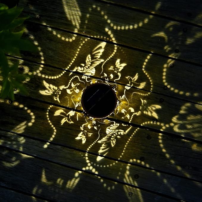 2 Pack Solar Lanterns Outdoor Hanging Hummingbird Decor Lantern,Waterproof Hollow Out Metal Decorative Garden Light,Graceful Decoration for Patio,Yard,Landscape,Festival