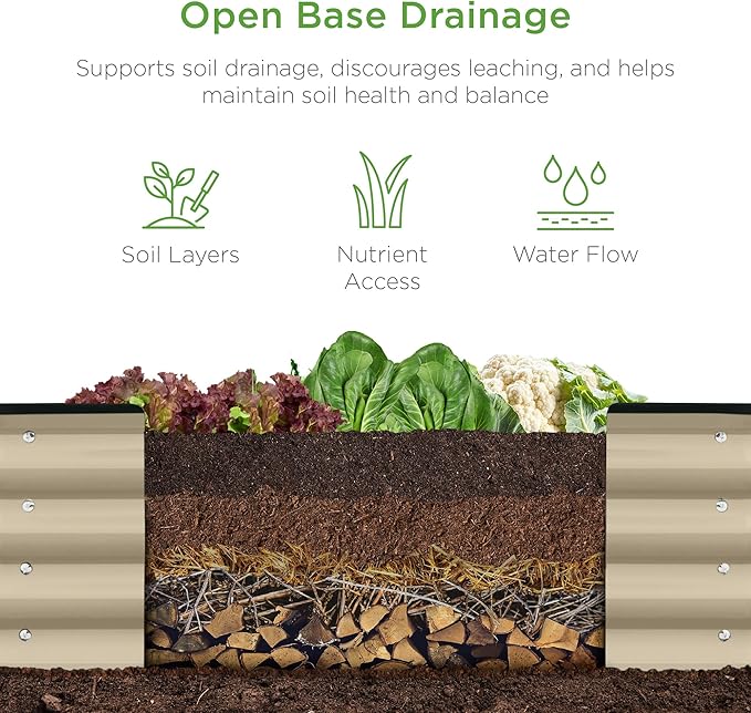 Best Choice Products 8x2x1ft Outdoor Metal Raised Garden Bed, Oval Deep Root Planter Box for Vegetables, Flowers, Herbs, and Succulents w/ 108 Gallon Capacity - Beige