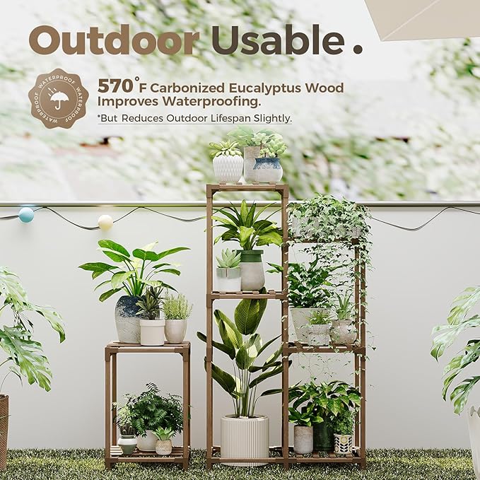 Bamworld Plant Stand Indoor Corner Plant Shelf Wood Plant Holder for Multiple Plants Tall Flower Stands Plants Table Rack Garden Patio Lawn Window 03H