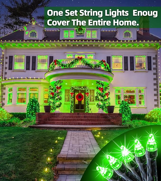 750 LED Outdoor Christmas Lights Decorations, 246ft Green Wire LED Christmas String Lights with Timer Memory, Twinkle Lighs for Indoor Outdoor Xmas Party Christmas Tree Wedding Garden Patio Green
