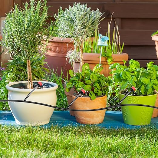 30 Pcs Drip Irrigation Kits with 10 Pcs 1/4 Drip Irrigation Emitters10 Pcs 360 Degree Adjustable Irrigation Drippers Sprinklers and 10 Pcs 3 Way Atomizing Nozzles for (4-7mm) Watering Patio