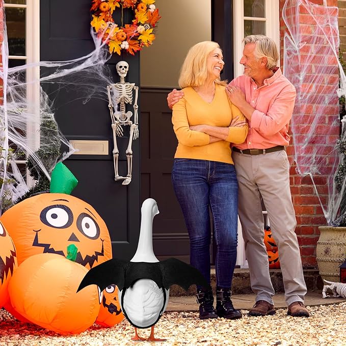 Halloween Goose Outfit Lawn Porch Goose Outfit Spider Bat Costume Plastic Goose Clothing for 23" Goose Halloween Outdoor Patio Yard Lawn Art Decoration(Bat)
