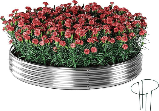 Galvanized Metal Round Raised Garden Bed Outdoor for Gardening Raised Garden Bed Kit，3x3x1FT Garden Raised Planter Box Outdoor