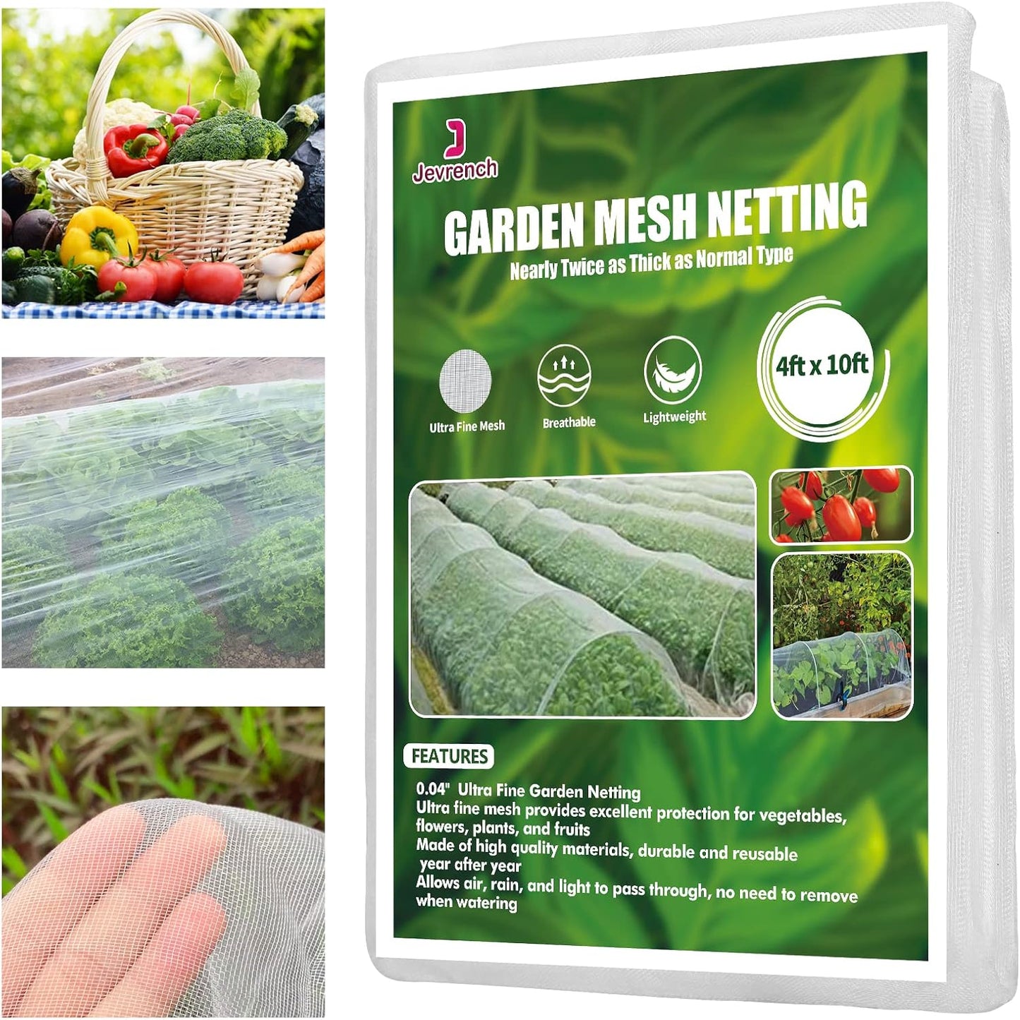 Garden Netting, Jevrench Durable Ultra Fine Garden Netting, Garden Plant Cover Row Cover Makes Plants, Vegetables, Fruits, and Flowers Grow Better (13ft x 16ft)
