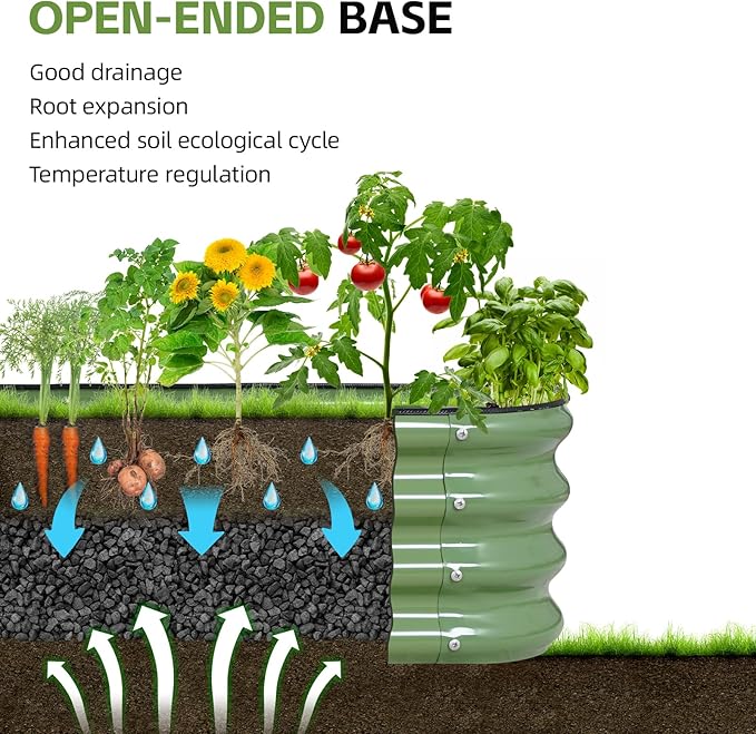 4-in-1 Modular Raised Garden Bed Kit - Adjustable Sizes (5x3x1ft, 4x4x1ft, 6x2x1ft, 7x1x1ft) - Heavy Duty Galvanized Steel Planter Box with Bracing Rods & Gloves for Vegetables, Fruits