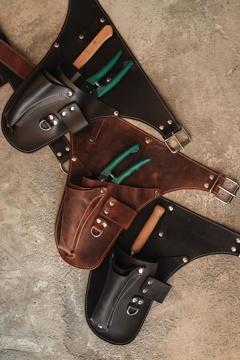 Garden Florist Tool Belt for Men | Leather Tool Belt for Women | Handmade Belt for Gardener, Electrician, and Carpenter | Leather Florist Belt (Brown CrazyHorse) (Brown crazy-horse, one size)