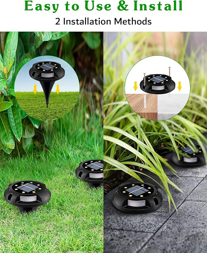 Biling Solar Pathway Lights Outdoor Uplight Sidelight, 8 Packs Multi Color Solar Ground Lights Walkway Lights Waterproof Solar Deck Lights for Yard Walkway Garden Halloween Decorations