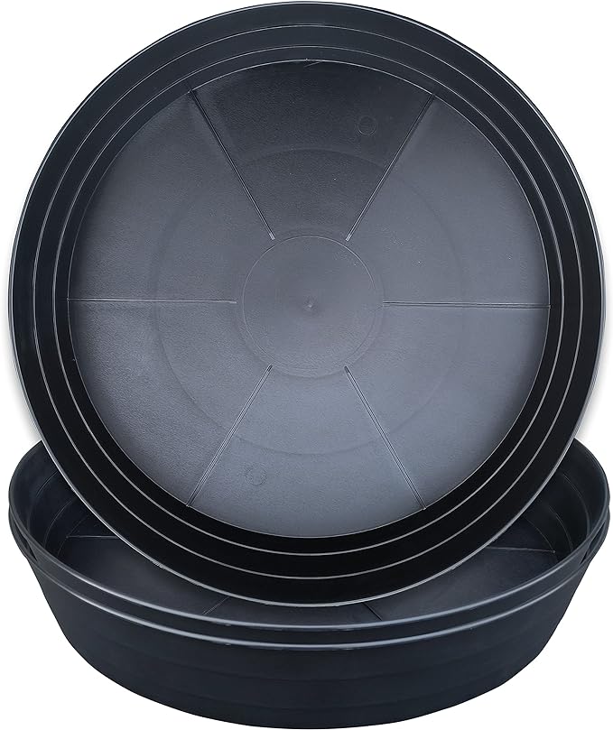 20 Inch Extra Large Plant Saucers, Extra-Deep 3.7 in Black Drip Trays for Flower Pot, Heavy Duty Drainage Tray Indoors No Holes, 3 Pack Plastic Planter Plate Water Catcher for Pots Base 16 17 18 in