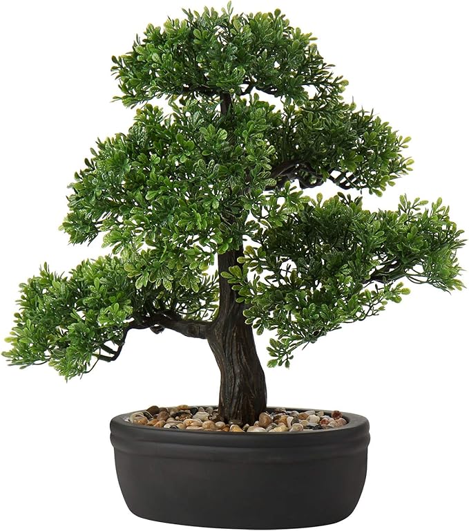 Artificial Bonsai Tree Juniper Faux Plants Indoor Small Fake Plants Decor with Ceramic Pots for Home Table Office Desk Bathroom Shelf Bedroom Living Room Farmhouse Decorations