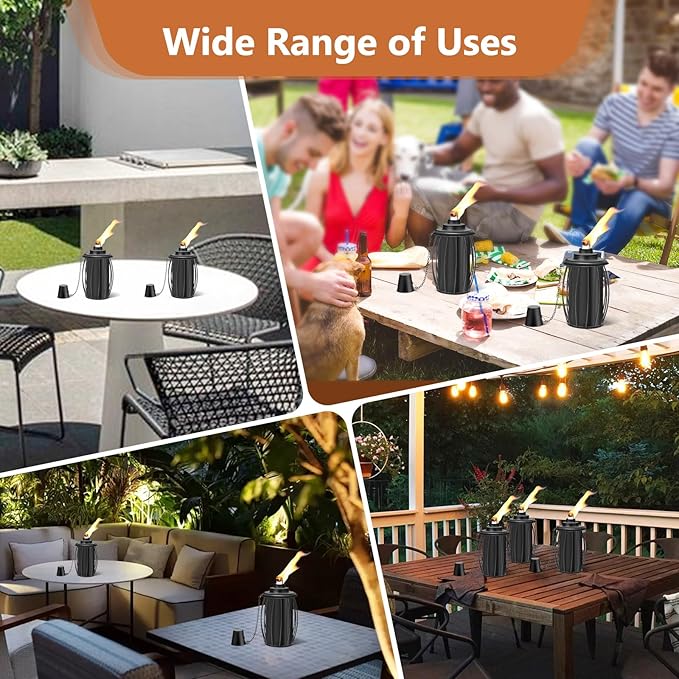 4-Pack Upgraded Torch Canisters,16oz Replacement Torch Refillable Canisters with Wicks,Caps, Outdoor Citronella Fuel Torch Canister for Luau Party, DIY Garden Decor.