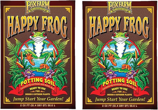 FoxFarm Happy Frog Potting Soil, 2cu ft (Pack of 2) - for Indoor/Outdoor Container Plants, Improves Root Efficiency, pH Adjusted for Optimal Nutrient Uptake - Contains Mycorrhizae and Humic Acids