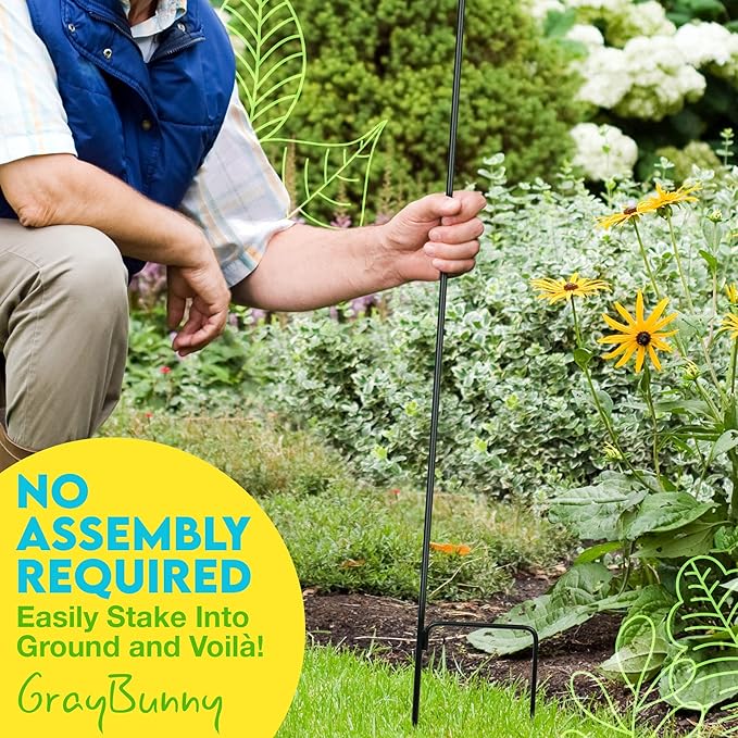 Gray Bunny Dual Sided Shepherds Hooks for Outdoor - 65" Heavy Duty Metal Bird Feeder Pole & Lantern Pole, 1/2" Thick Plant Hangers Outdoor, Great for Weddings Décor & Mason Jars - Black