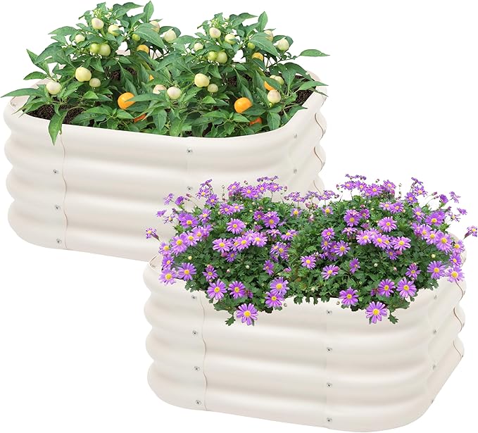 2-Pack 2x1ft Galvanized Raised Garden Bed, Outdoor Planter Bed, Metal Planter Box for Gardening and Planting