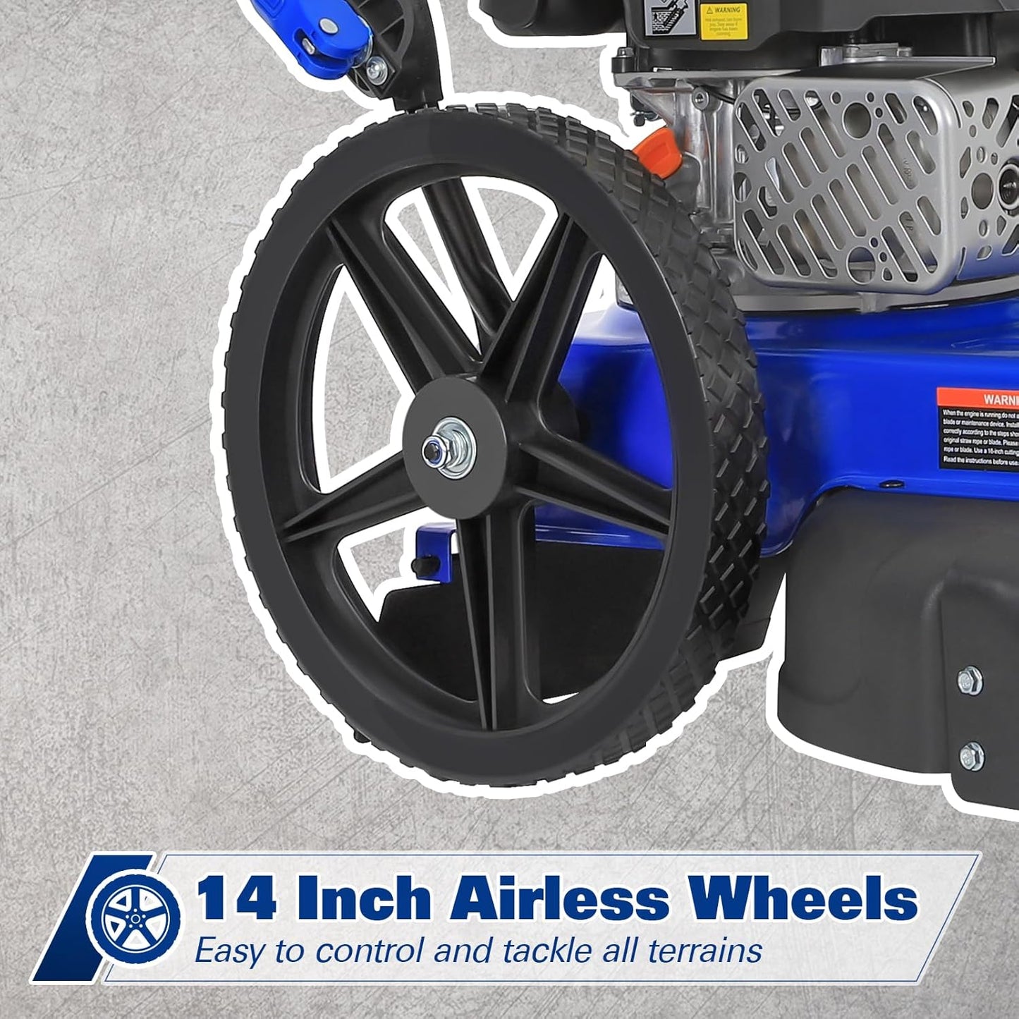 BILT HARD Walk Behind String Trimmer, 170cc 4-Cycle Gas Brush Hog Mower, 22 Inch Cutting Diameter, Push Weed Eater with 14 Inch Flat Free Wheels, Brush Cutter for Farm, Lawn, Yard