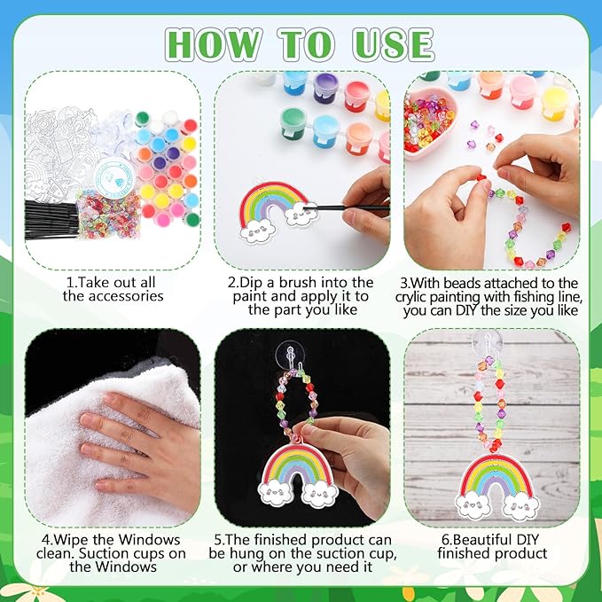 30 Sets Suncatchers Window Art Kits, DIY Sun Catchers Bulk Crafts Paint Your Own Window Ornaments for Boys Girls Classroom Home Party Birthday Activity Decor(Spring Style)