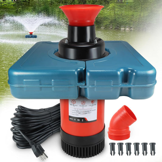 Goldlife Pond Fountain Aerator, F1-4 1HP 750W 110V PowerfuI Floating Pond Fountain Pump With 100 FT Power Cord, Outdoor Pond Aerating Fountains Cascade Pump for Small Large Ponds Lake Pond Jet System