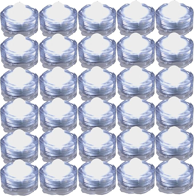 Bright LED Floral Tea Light Submersible Lights for Party Wedding (White, 60 Pack)