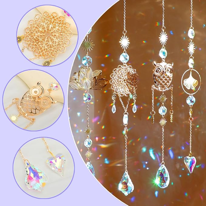 16 pcs Crystal Suncatcher, Colorful Suncatchers Sun Catchers Indoor Window Hanging Ornaments for Home Garden Ceiling Christmas Party Wedding Indoor Outdoor Decoration Prism Rainbow Maker