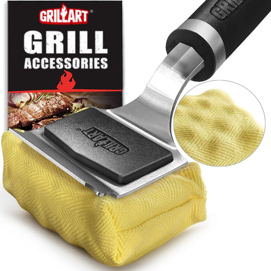 GRILLART Grill Brush for Outdoor Grill Bristle Free - Reinforced Grill Cleaner Scraper BBQ Brush - Replaceable Head Barbecue Grill Cleaning Brush - Safe BBQ Accessories Grill Tools - Gifts for Men/Dad