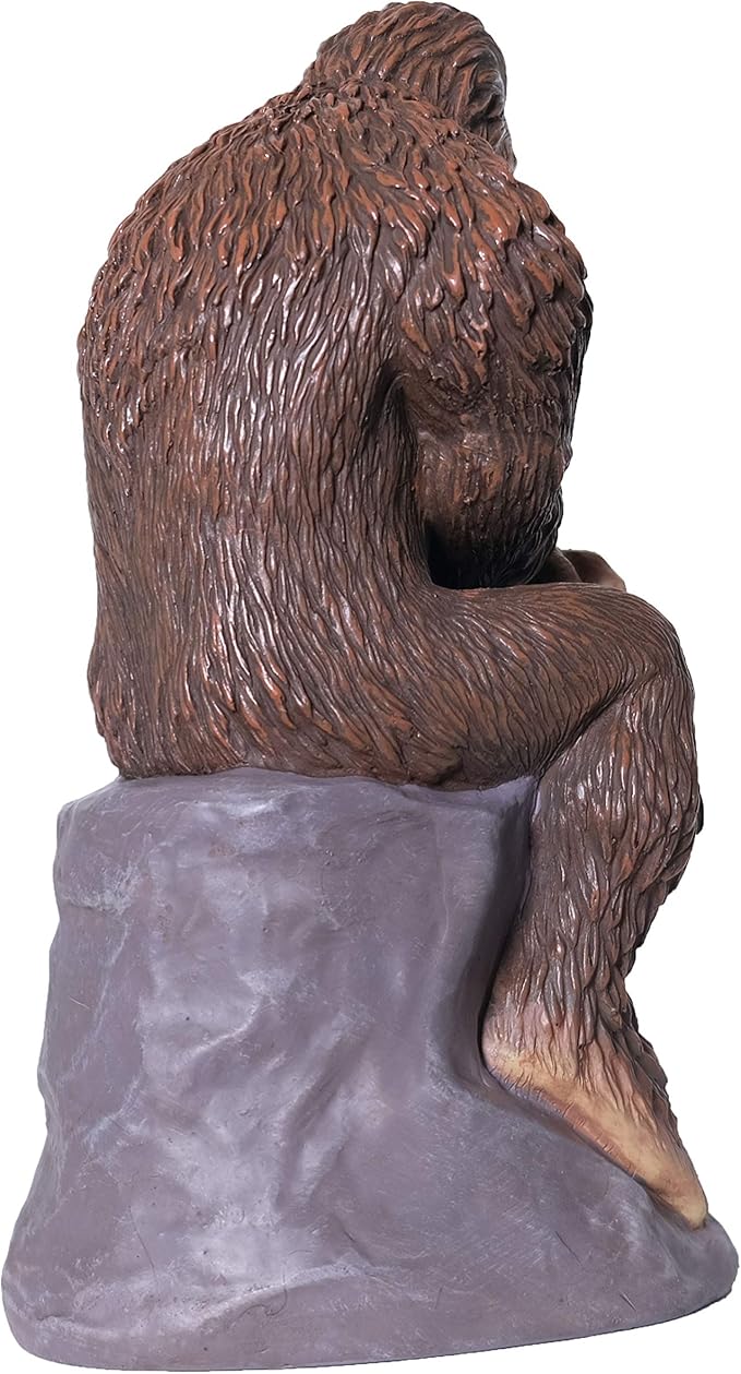 Bigfoot Thinker Garden Statue - Yeti Decorative, Sasquatch Sculpture for Patio, Deck, Office, Outdoor- Full-Color Resin (8 Inch)