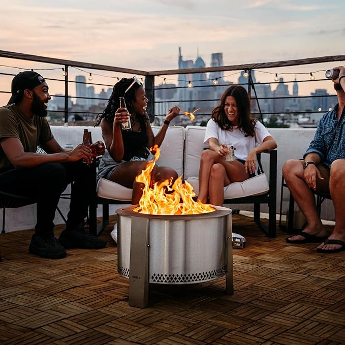 Breeo Smokeless Fire Pit (Y Series - Stainless Steel) | 21 inch Portable Smokeless Firepit for Outside | 31 Pounds | Ideal for Families Compatible with Wide Range of Breeo Accessories