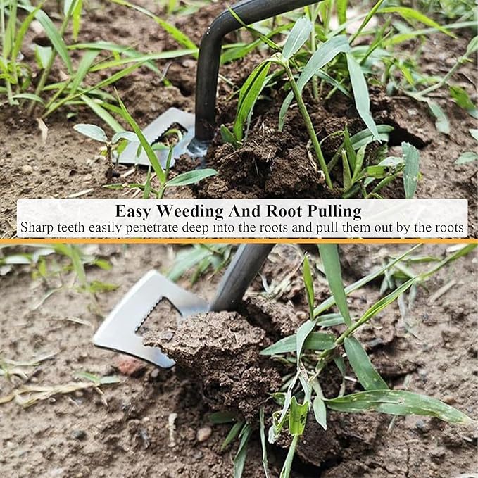 Gardening Hand Weeder Tools, New Weeding Artifact Uprooting Weeding Tool with Handle, 5 Teethes Durable Manganese Steel Weed Puller Tool for Vegetable Gardening Backyard Farm Planting & Weeding