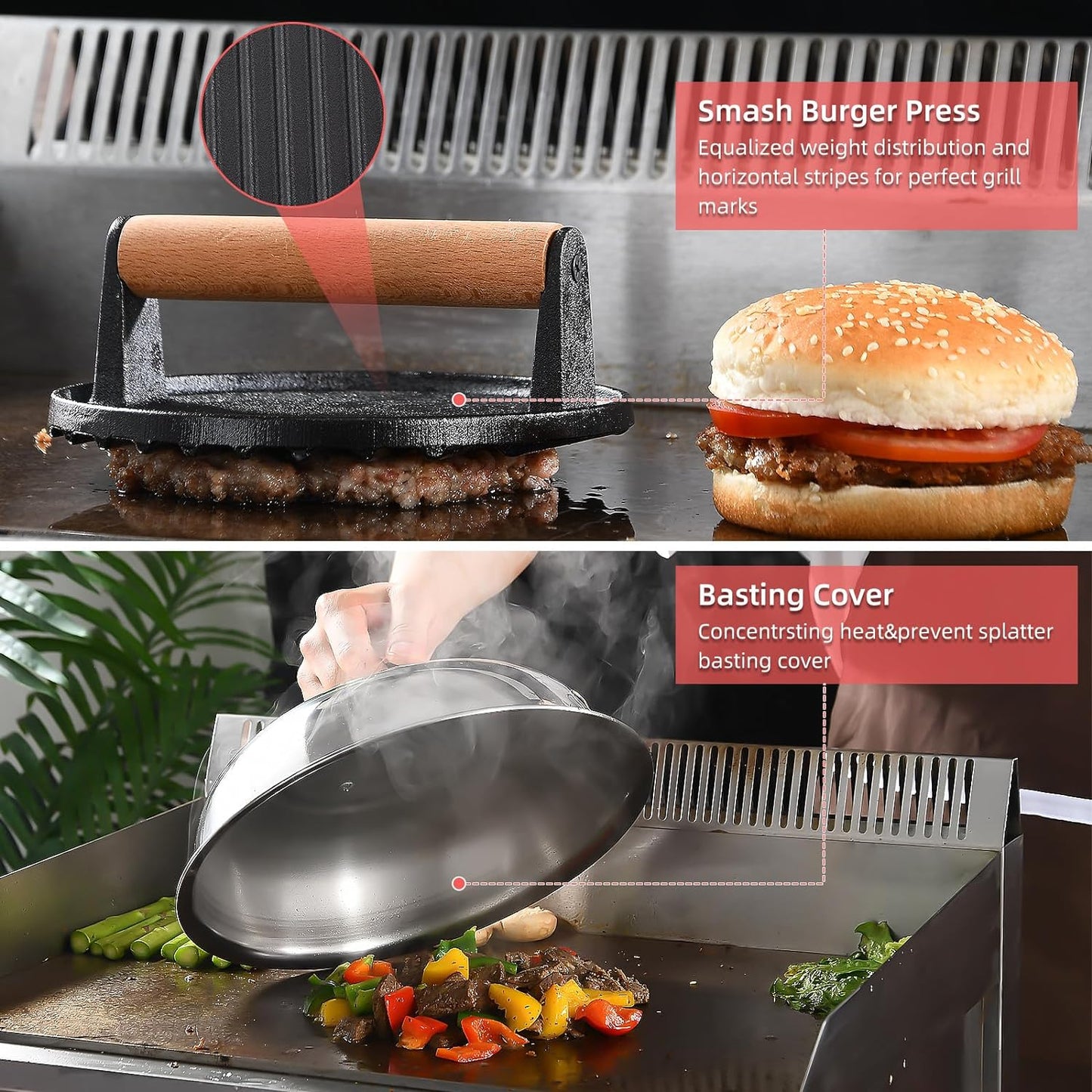 Griddle Accessories Kit, 28 Pcs Flat Top Grill Accessories Set for Blackstone, Professional Grill BBQ Spatula Set with Basting Cover, Spatula, Scraper, Bottle, Tongs, Egg Ring