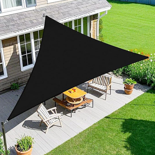 Amagenix Sun Shade Sail 18'X18'X18' Curved Edge Outdoor Shade Canopy Black Breathable 95% UV Block Shade Cloth for Patio Garden Backyard (We Make Custom Size)
