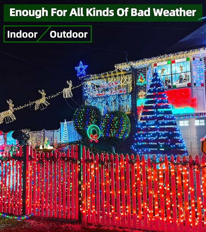 750 LED Outdoor Christmas Lights Decorations, 246ft Green Wire LED Christmas String Lights with Timer Memory, Twinkle Lighs for Indoor Outdoor Xmas Party Christmas Tree Wedding Garden Patio Red