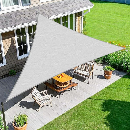 Amagenix Sun Shade Sail 10'X10'X14.1' Curved Edge Outdoor Shade Canopy Light Grey Breathable 95% UV Block Shade Cloth for Patio Garden Backyard (We Make Custom Size)