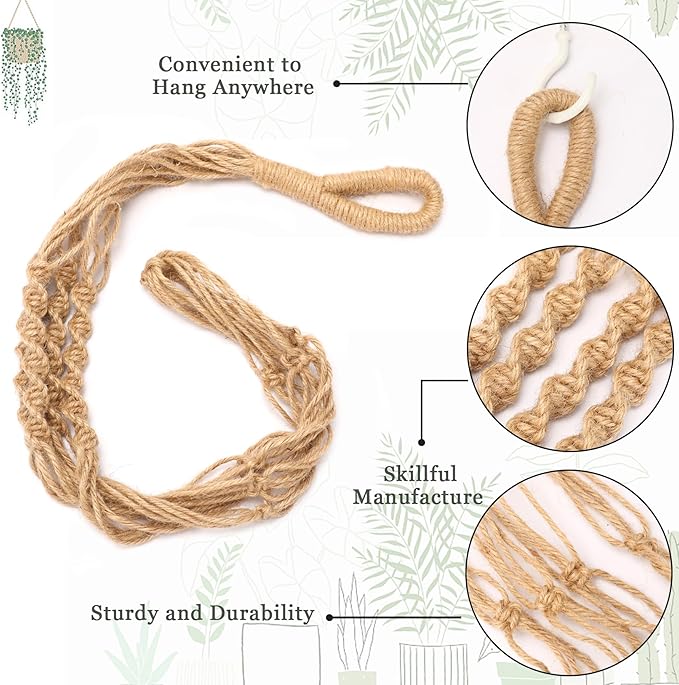 Augshy 27 Inch Macrame Plant Hanger, 2 Packs Plant Hangers with Hooks, Hanging Planter for Indoor Plants Decorative Macrame Pot Hanger for Home Decor