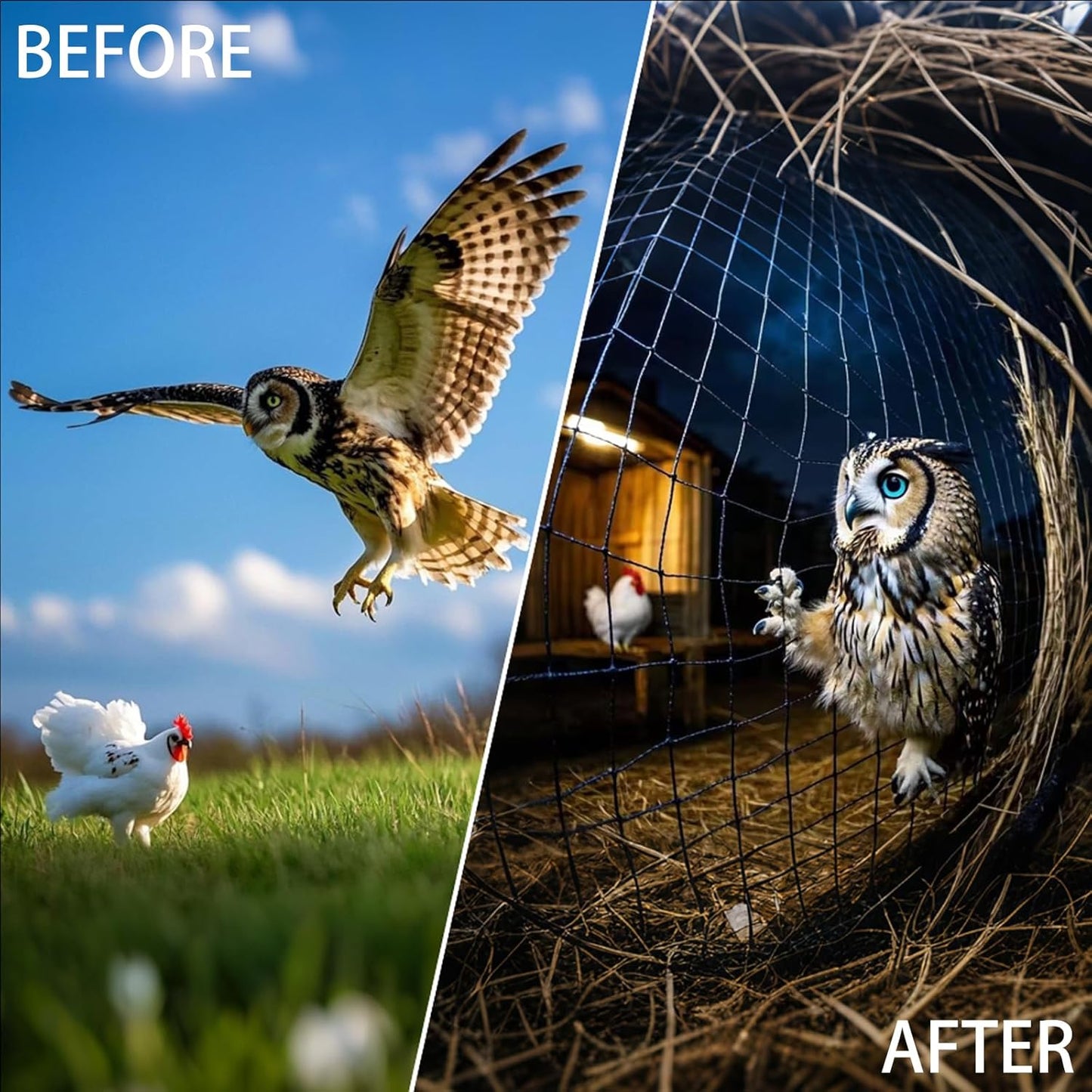 6 x 50 FT Bird Netting for Garden, 1" Square Mesh Size Heavy Duty Nylon Chicken Coop Netting for Blueberry Bushes, Fruit Trees and Vegetable Against Birds, Deer, Squirrels (6X50FT)