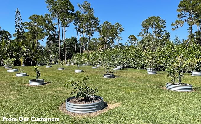 FORTUNO 2 Pack 4 Ft Round Galvanized Raised Garden Bed Kit Box 48 Inches Metal Outdoor Flower Bed Steel Patio Ground Planter for Planting Vegetables and Herb, Silver