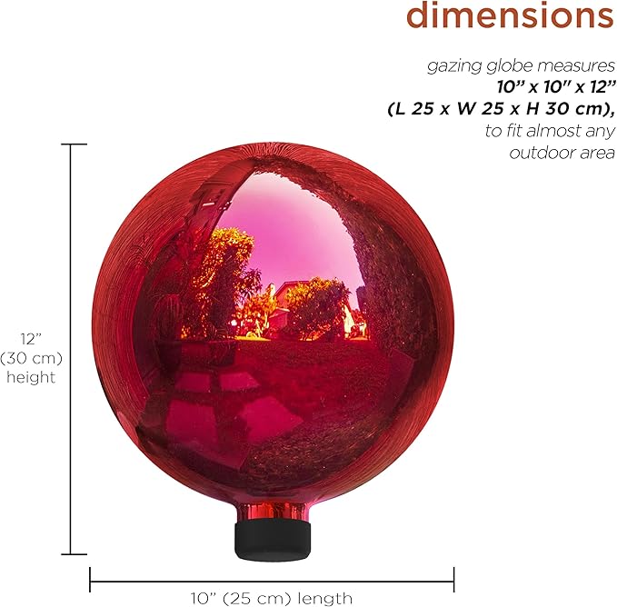 Alpine Corporation 10" Diameter Indoor/Outdoor Glass Gazing Globe Yard Decoration, Red
