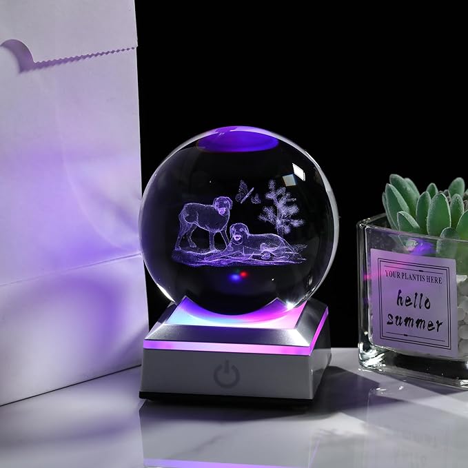 3D Crystal Ball Labrador Retriever Gifts for Women Men - Labrador Retriever Statue Paperweight Birthday Christian Gifts for Best Friend Daughter Keepsake Paperweight -Dog Figurines Statues Home Decor