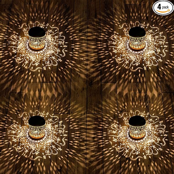 4Pack Dragonfly Solar Lanterns Outdoor Hanging Waterproof Dragonfly Garden Decor Christmas Gifts for Women Mom Grandma Metal Solar Lights Decoration Outside for Yard, Patio,Pathway Landscape