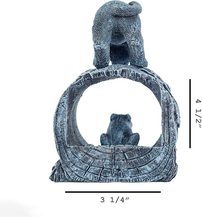 Gutter Downspout Extension - Downspout Splash Block - Downspout Diverter Garden Statue (Playful Chasing Kitty and Frog)