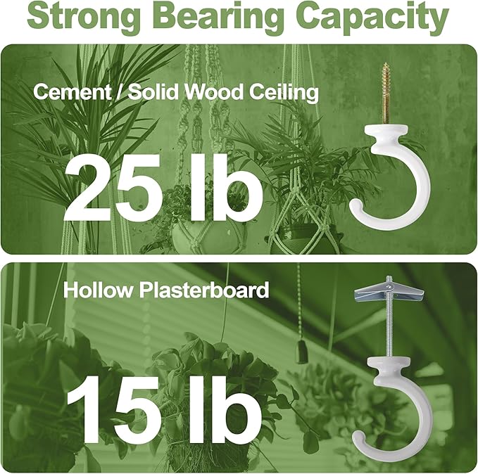 4pcs Ceiling Hooks for Hanging Plants, Lights - Metal Small Heavy Duty Indoor/Outdoor Wall Plant Hanger Swag Hooks