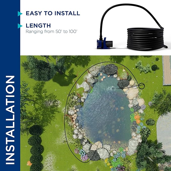 Alpine Corporation 50' PVC Tubing with 1-1/4" Inside Diameter for Ponds and Fountains, Black