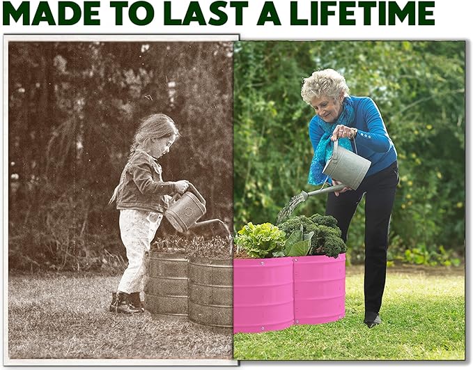 Galvanized Raised Garden Beds Outdoor // 3×3×1 ft Planter Raised Beds for Gardening, Vegetables, Flowers // Large Metal Garden Box (Pink) // Patented Tool-Free Design