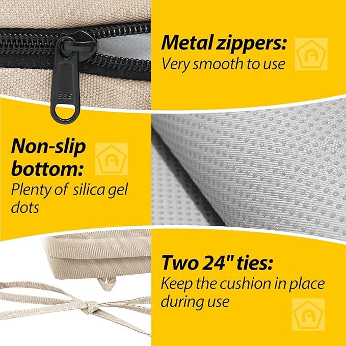 AAAAAcessories Outdoor Seat Cushions for Chairs, Waterproof, Fade-Resistant Patio Furniture Replacement Cushions, 18.5" x 16" x 3", Set of 4, Khaki Beige